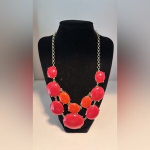 Necklace - Gold Chain - Coral and Orange Bubble Necklace